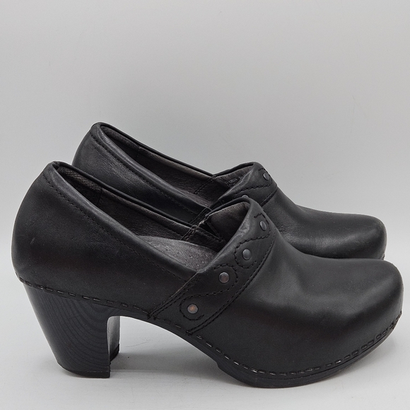 Dansko Riki black leather 2.5" clog loafers size 38 US size 7.5 / 8 - Picture 5 of 16